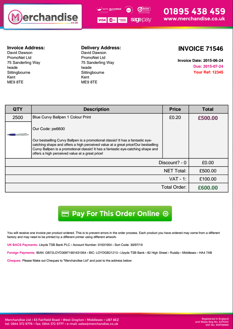 Invoice Attached to Despatch notification