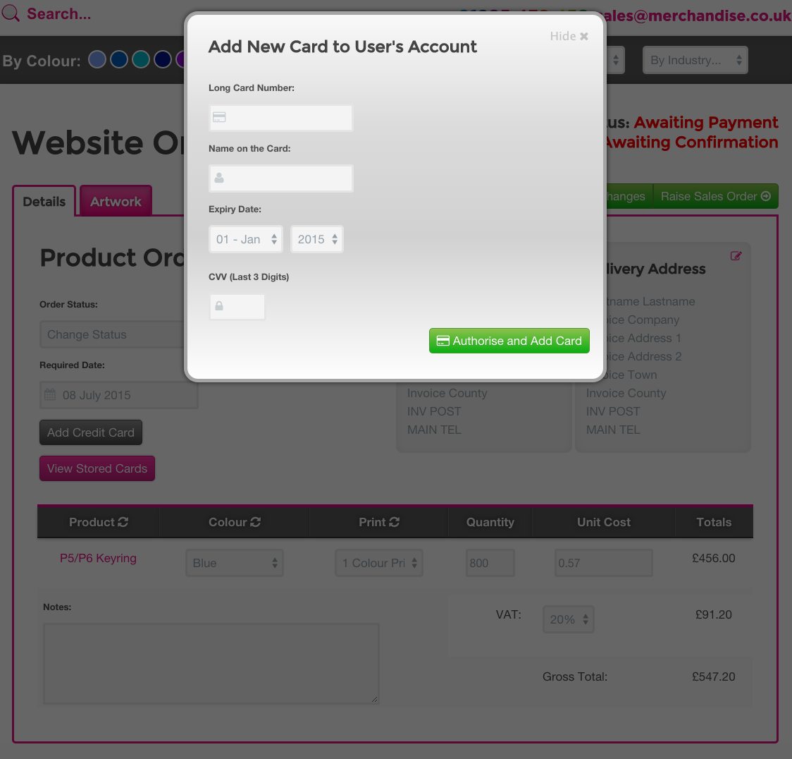 You can also add another credit card to the user's account that can later be used for payment