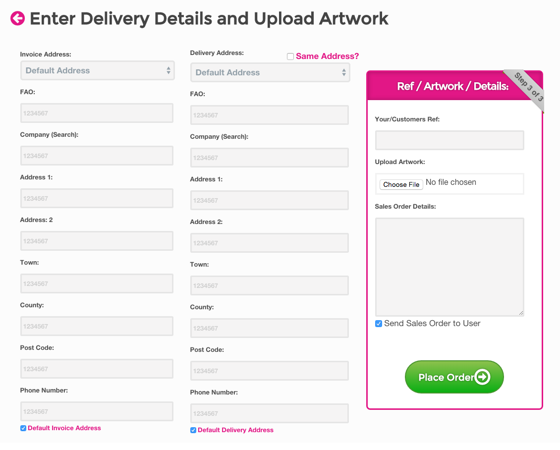 Simply confirm the delivery and invoice address and raise the order into order progress and send a sales order